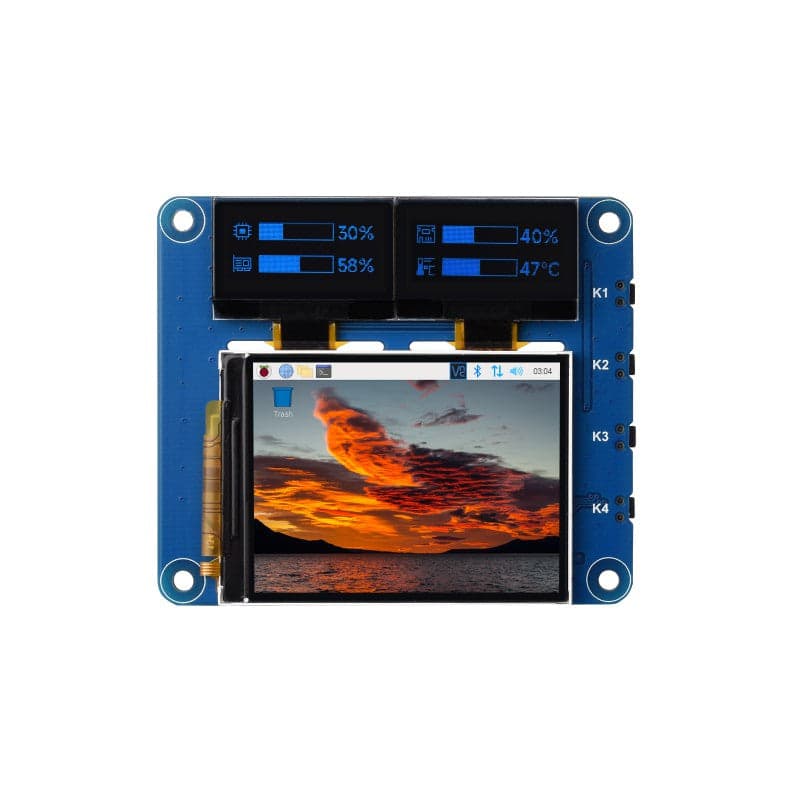 Raspberry Pi OLED/LCD HAT, встроенный 2-дюймовый основной экран IPS LCD и два 0,96-дюймовых синих OLED-экрана — фото 2