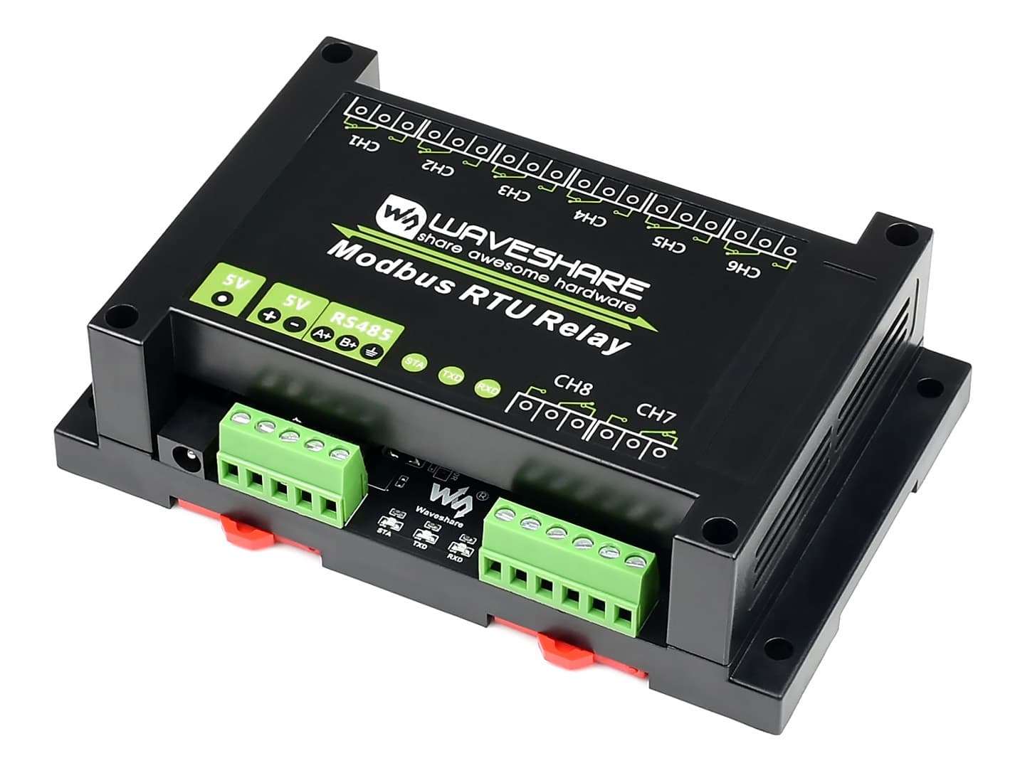 Промышленный 8-канальный релейный модуль Modbus RTU с интерфейсом RS485, мультиизоляционными схемами защиты, источником питания 5 В — фото 2