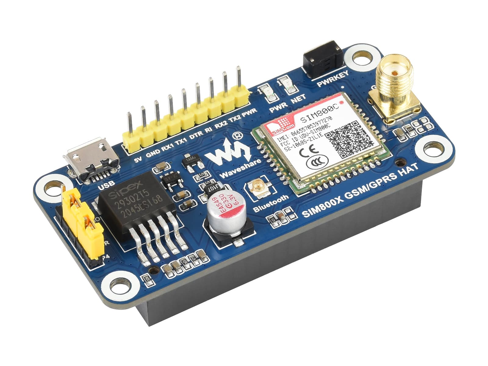 SIM800C GSM/GPRS/Bluetooth HAT для Raspberry Pi, связь 2G — фото 2