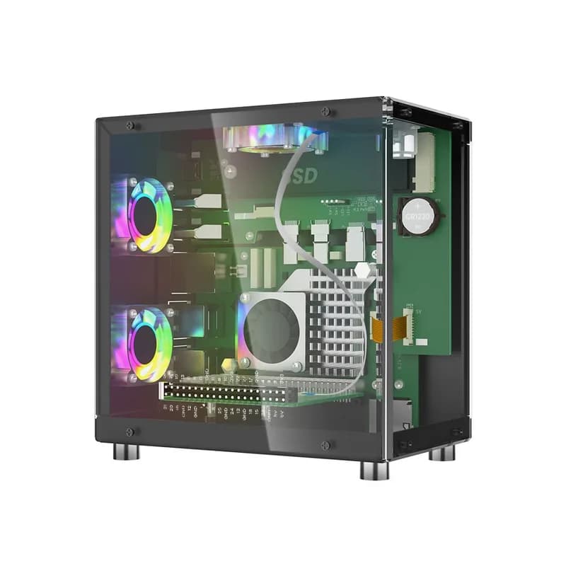 Корпус для мини-ПК Pitower Gen 1 с 1,3-дюймовым OLED-экраном для Raspberry Pi 5/Jetson Orin Nano