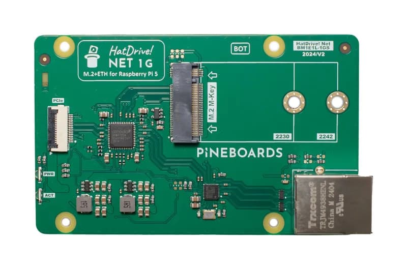 Сосновые доски HatDrive! NET 1G (адаптер Ethernet + NVMe для Raspberry Pi 5)