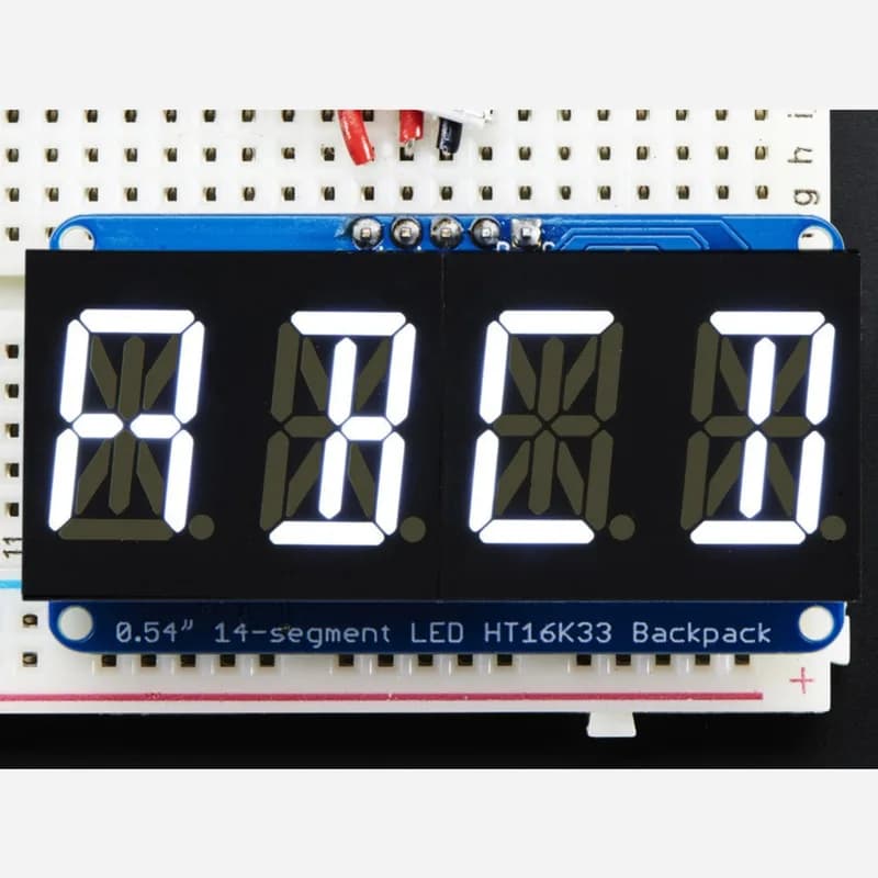 Четырехбуквенно-цифровой дисплей — белый, 0,54 цифры, с рюкзаком I2C
