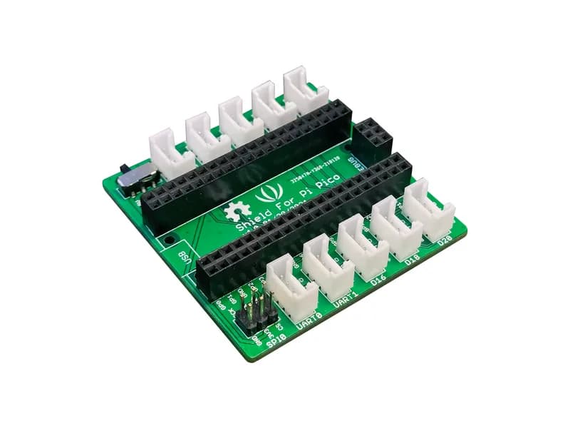 Grove Shield для Pi Pico — все гнездовые разъемы, интерфейс Grove для 2 × I2C, 2 × UART, 3 × цифровых, 3 × аналоговых, переключатель питания, 1x SPI, интерфейс отладки SWD