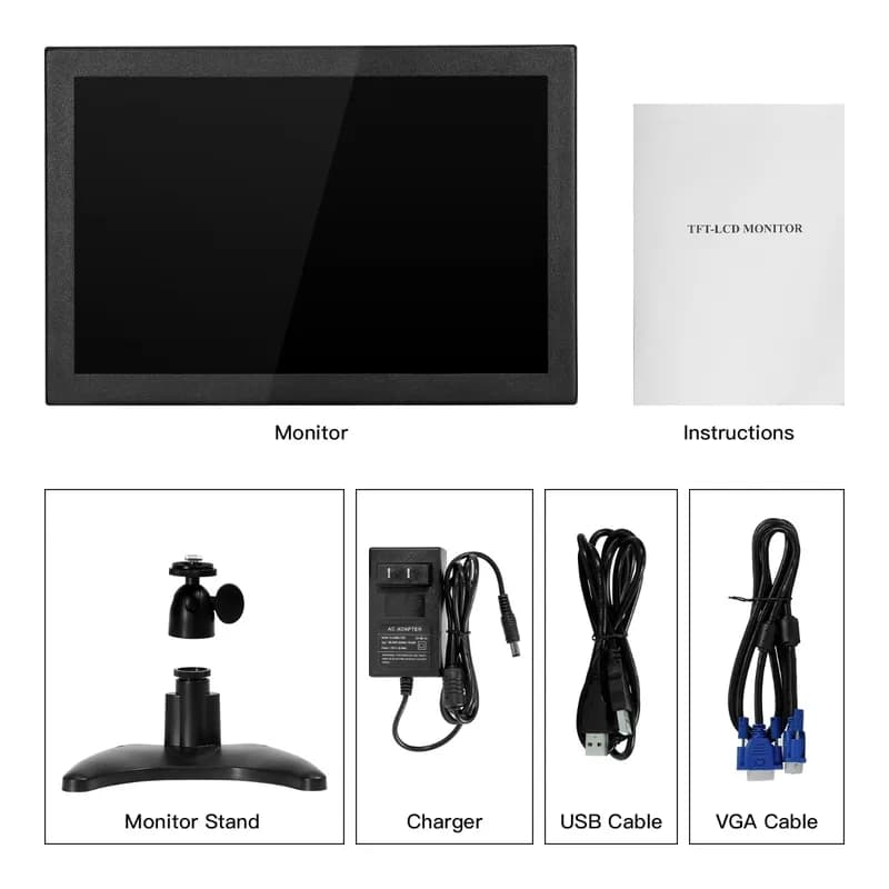 GC1016 10,1-дюймовый TFT-ЖК-монитор, цветной экран 1280*800, AV1, VGA, HDMI, BNC, USB-вход, встроенный динамик