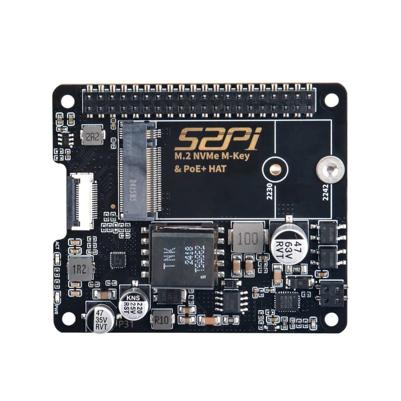 52Pi M.2 NVMe M-KEY PoE + Hat с официальным активным кулером Pi 5 для Raspberry Pi 5, поддержка SSD M.2 NVMe 2230 2242