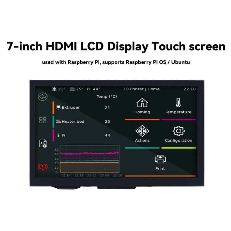 FYSETC 7-дюймовый HDMI-дисплей 5-точечный емкостный сенсорный экран с поддержкой Raspberry Pi OS / Ubuntu