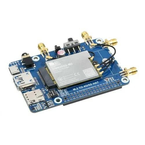 SIM8202G-M2 5G HAT (B) для Raspberry Pi, 5G/4G/3G, Snapdragon X55, четыре антенны 5G NSA, многодиапазонный
