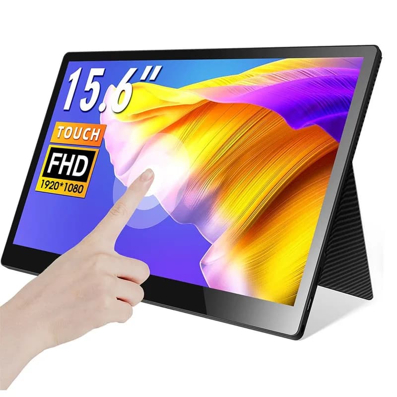 CrowVi Супертонкий 15,6-дюймовый портативный сенсорный монитор IPS HD с разрешением 1920x1080 пикселей и сенсорным экраном