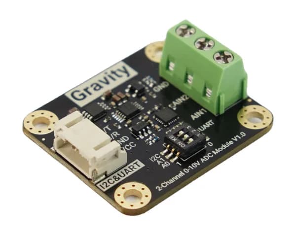 Gravity: 15-битный двухканальный высокоточный АЦП 0–10 В, модуль АЦП для Arduino/Raspberry Pi/ESP32