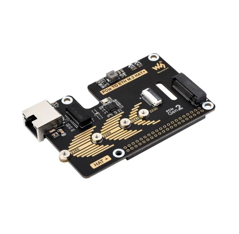 Шляпа адаптера Raspberry Pi 5 PCIe — Ethernet и M.2 NVMe