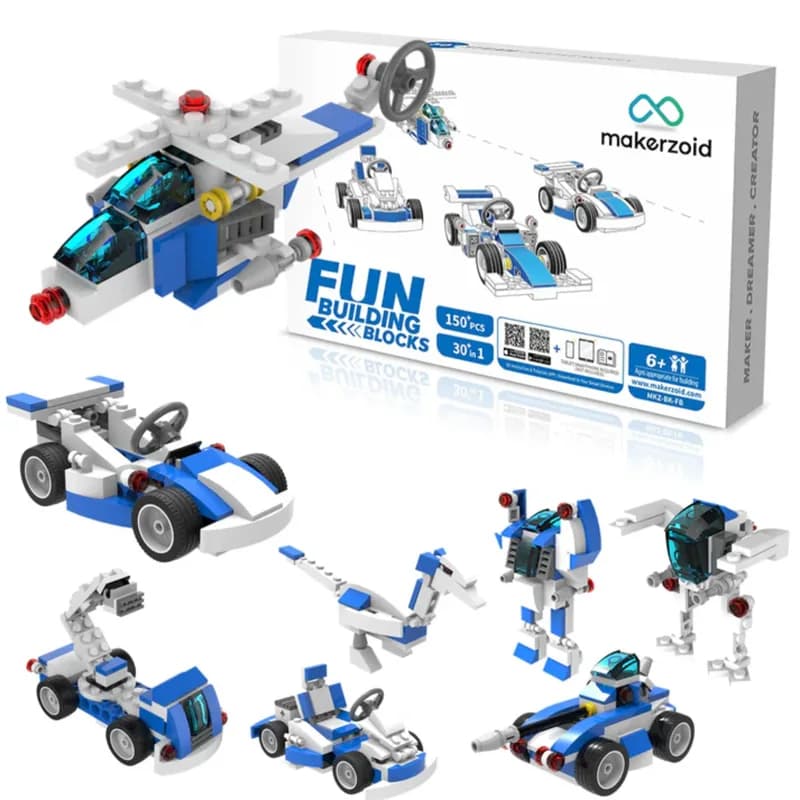 Makerzoid 30-в-1 Набор забавных строительных блоков «сделай сам» — развивающие STEM-игрушки для детей