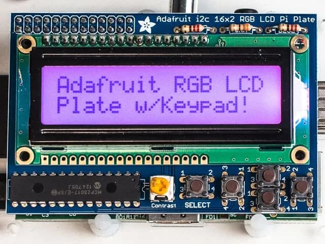 Комплект Adafruit RGB Positive 16x2 с ЖК-дисплеем и клавиатурой для Raspberry Pi