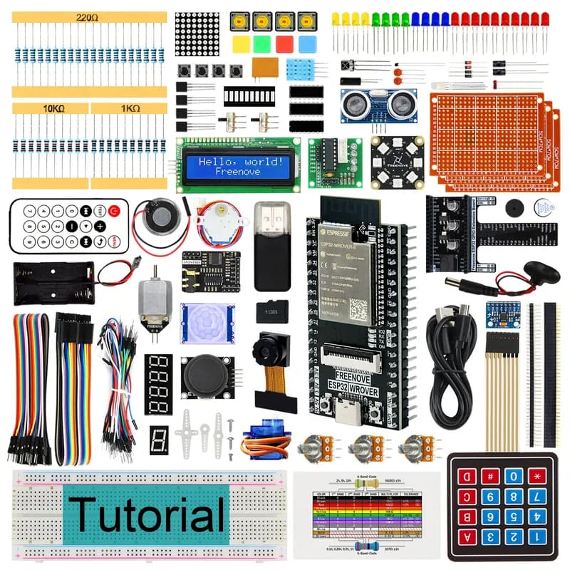 Freenove Ultimate Starter Kit для CAM-камеры ESP32, Wi-Fi, Bluetooth, двухъядерный 32-разрядный микроконтроллер, 240 МГц, Python C Java, подробное руководство на 795 страниц, 240 предметов, 122 проекта