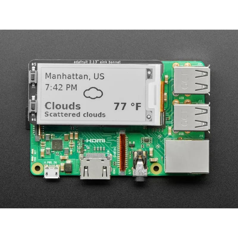 Adafruit 2.13 Monochrome E-Ink Bonnet для Raspberry Pi - THINK INK