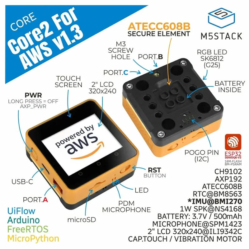 M5Stack Core2 для AWS — ESP32 IoT v1.3