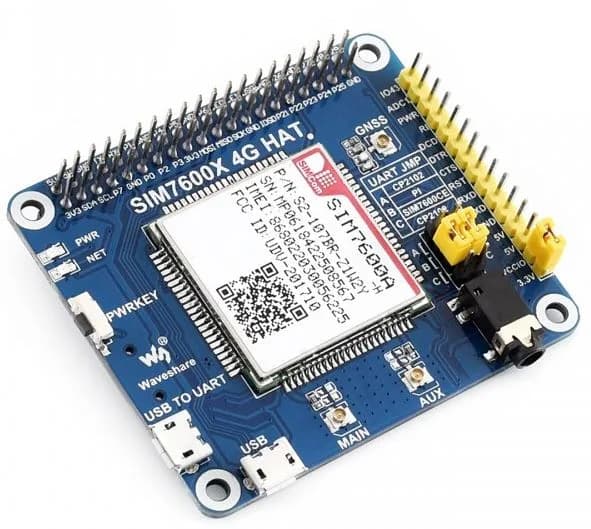 Waveshare 14952 - 4G/3G/2G/GSM/GPRS/GNSS HAT для Raspberry Pi, LTE CAT4
