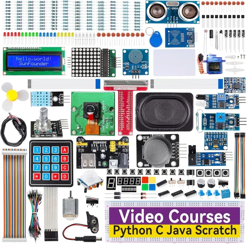 Стартовый комплект SunFounder Raspberry Pi Ultimate — комплект Raphael для Raspberry Pi 5/4B/3B+/3B/Zero 2W, соответствие RoHS, видеокурсы