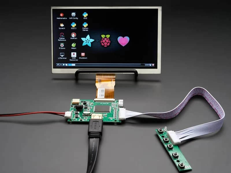 HDMI 4 Pi: 7-дюймовый дисплей без сенсорного экрана 1024x600 с мини-драйвером