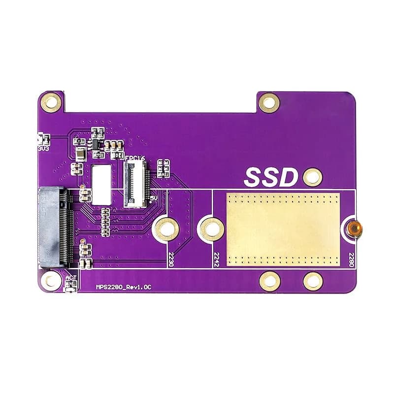 Плата расширения твердотельного накопителя Raspberry Pi 5 PCIE to M.2 NVME SSD поддерживает SSD Gen3/M.2 2280