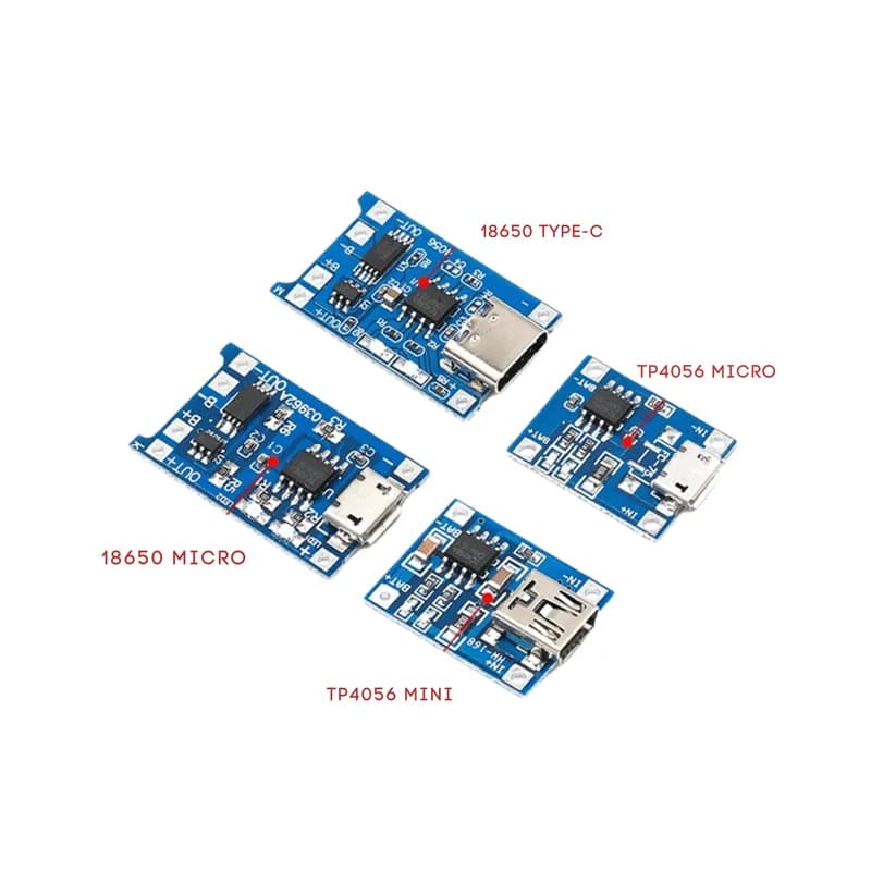 Тип C Micro USB 5V 1A 18650 TP4056 Модуль зарядного устройства для литиевой батареи Зарядная плата с защитой