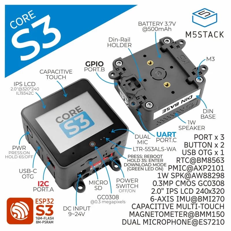 M5Stack CoreS3 — ESP32S3 Интернет вещей