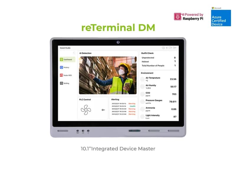 reTerminal DM (с камерой и PoE) — 10,1-дюймовый встроенный мастер устройств на базе Raspberry Pi CM4, ЧМИ/ПЛК/панельный ПК/шлюз промышленного класса «все в одном», встроенный Node-RED