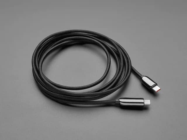 Кабель USB C — USB C с дисплеем мощностью 100 Вт — 2 метра, черный тканый