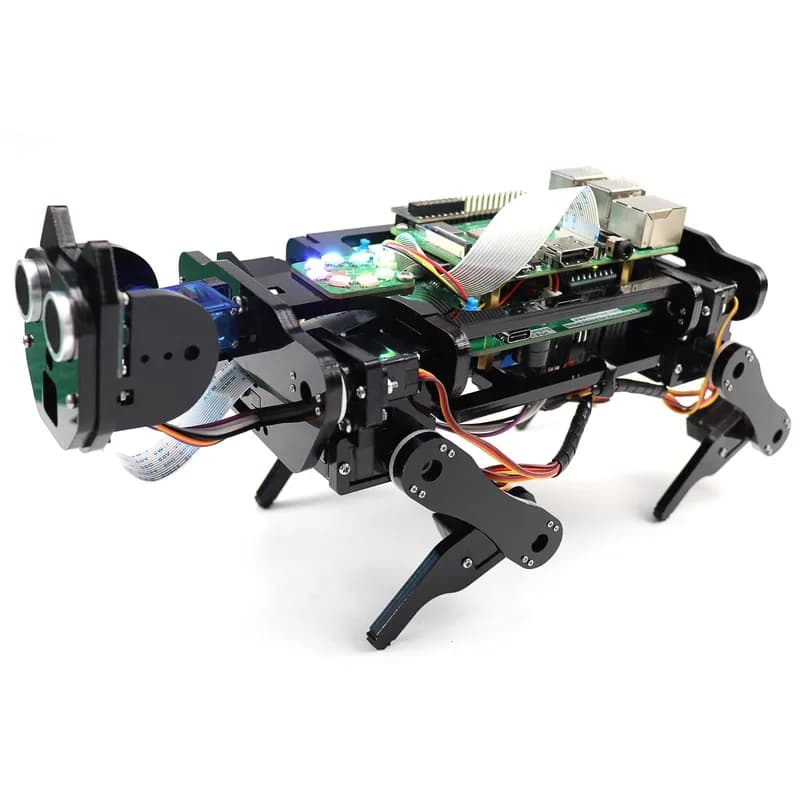 Комплект робота-собаки Freenove для Raspberry Pi 5 4 B 3 B+ Zero 2 W, ходьба, самобалансировка, распознавание лиц, отслеживание шаров, ультразвуковая дальность, управление приложениями, камера, сервопривод
