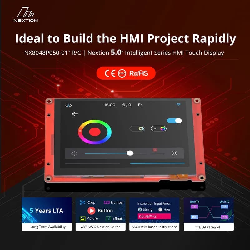Nextion NX8048P050-011C 5,0-дюймовый интеллектуальный серийный HMI-дисплей с емкостным сенсорным экраном