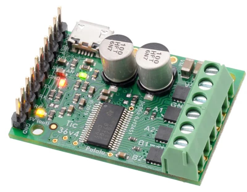 Tic 36v4 Многоинтерфейсный USB-контроллер шагового двигателя высокой мощности (припаянные разъемы)