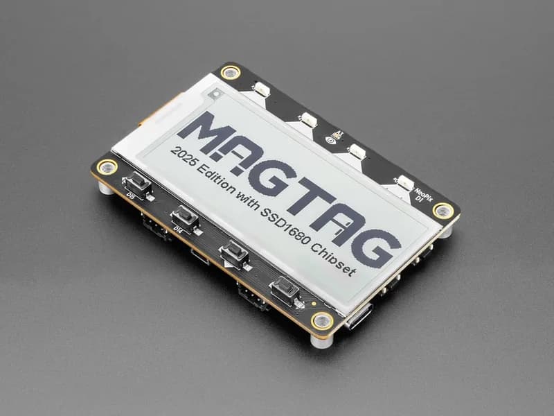 Adafruit MagTag — 2,9-дюймовый дисплей E-Ink WiFi с оттенками серого — выпуск 2025 г. с SSD1680