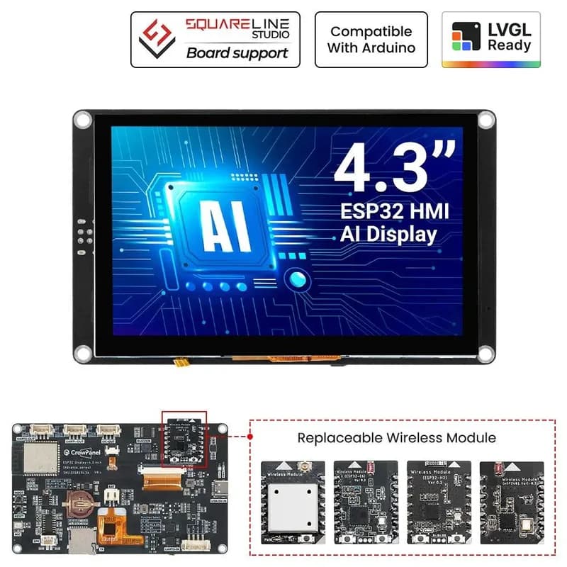 CrowPanel Advance 4,3-дюймовый HMI | ESP32-S3 Сенсорный экран IPS с искусственным интеллектом (800x480) Поддержка LVGL