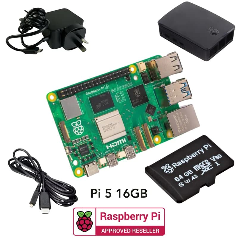 Стартовый комплект Pakronics® Raspberry Pi® 5 16 ГБ — черный