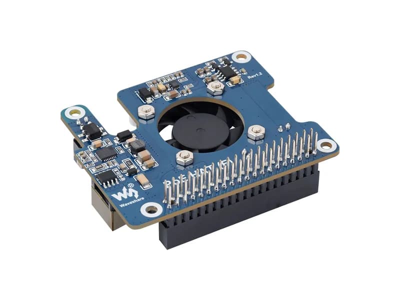 Шляпа Power Over Ethernet (F) для Raspberry Pi 5 / CM 5, высокая мощность, встроенный охлаждающий вентилятор, с металлическим радиатором, поддержка сетевого стандарта 802.3af/at