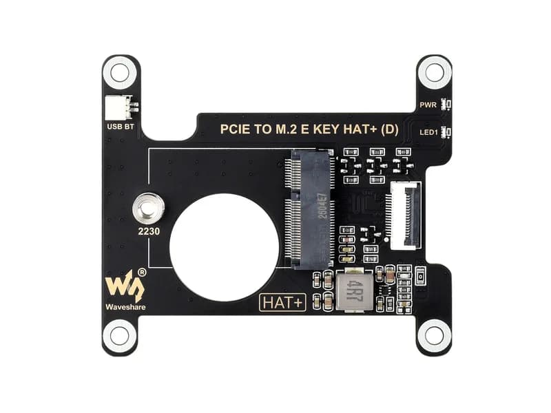 PCIe To M.2 E KEY HAT (D) для Raspberry Pi 5, совместим с различными беспроводными сетевыми картами NGFF (M.2 E KEY), поддерживает соединение USB Bluetooth
Плата расширения модуля